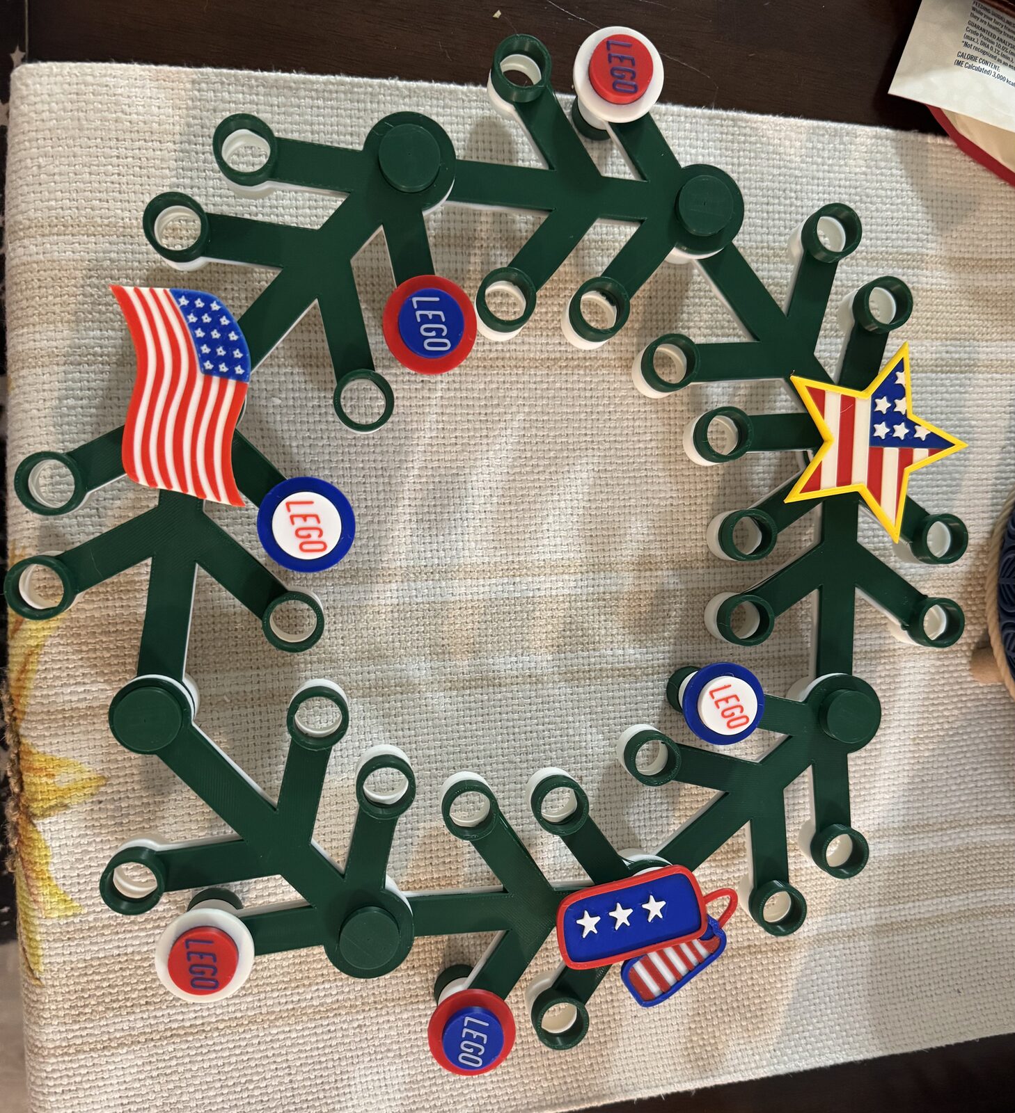 Patriotic LEGO Wreath — custom 3D print by Cordner's 3D Corner