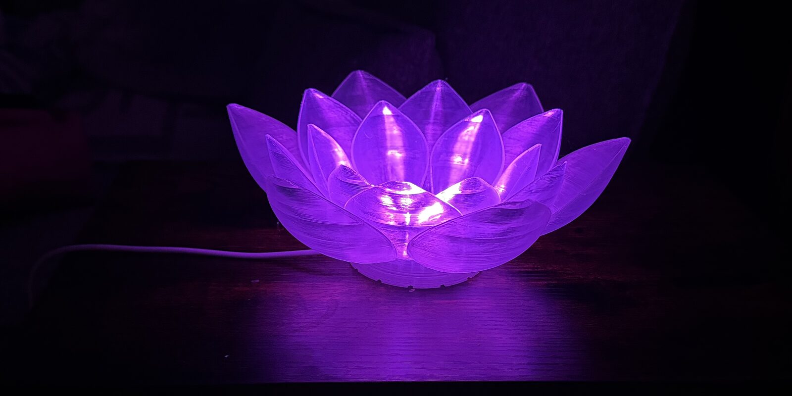 Glowing Lotus Lamp — custom 3D print by Cordner's 3D Corner